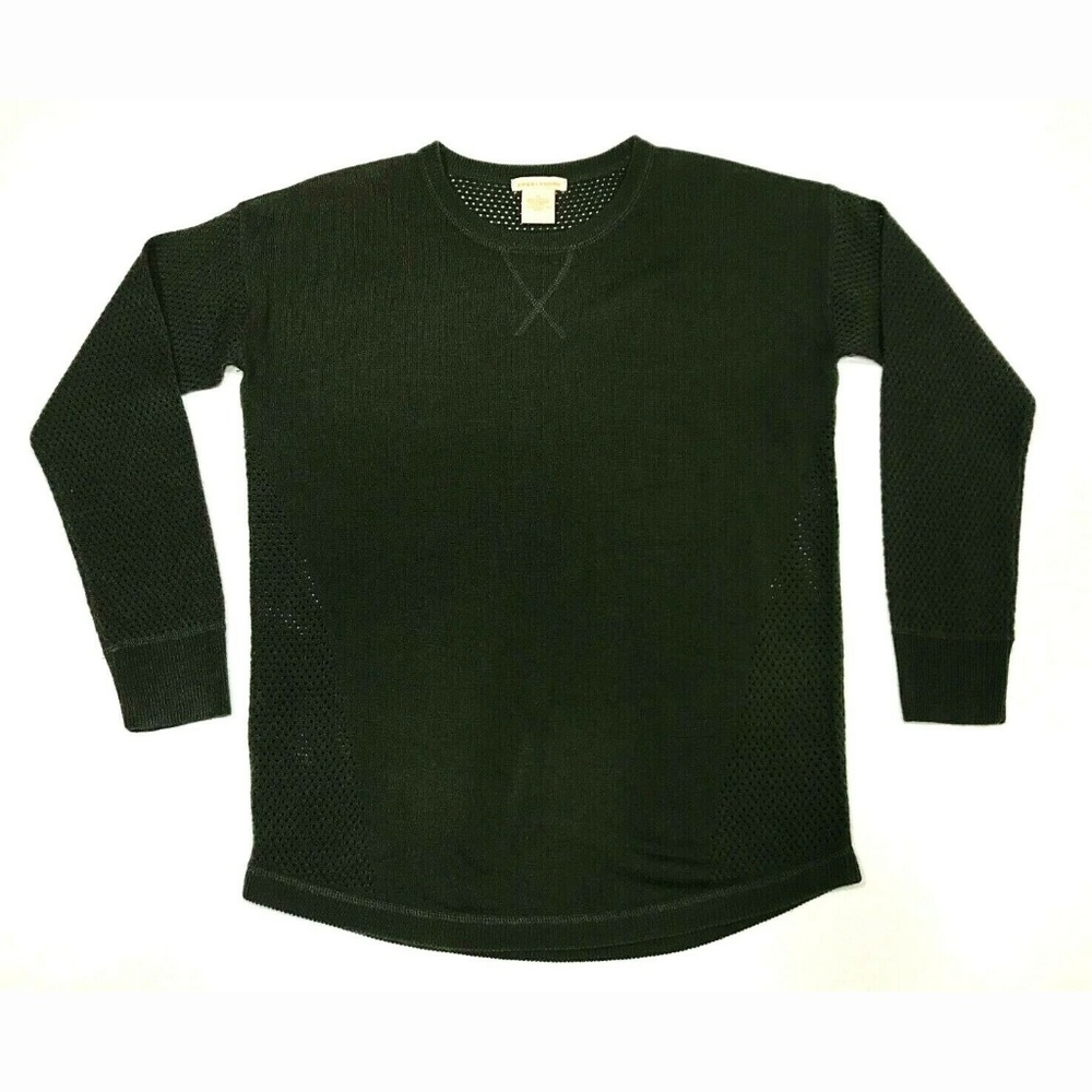 Sweet Romeo M Olive Crew Neck Open Knit Sweater